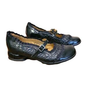 John Fluevog Black Quilted Mary Jane Flats